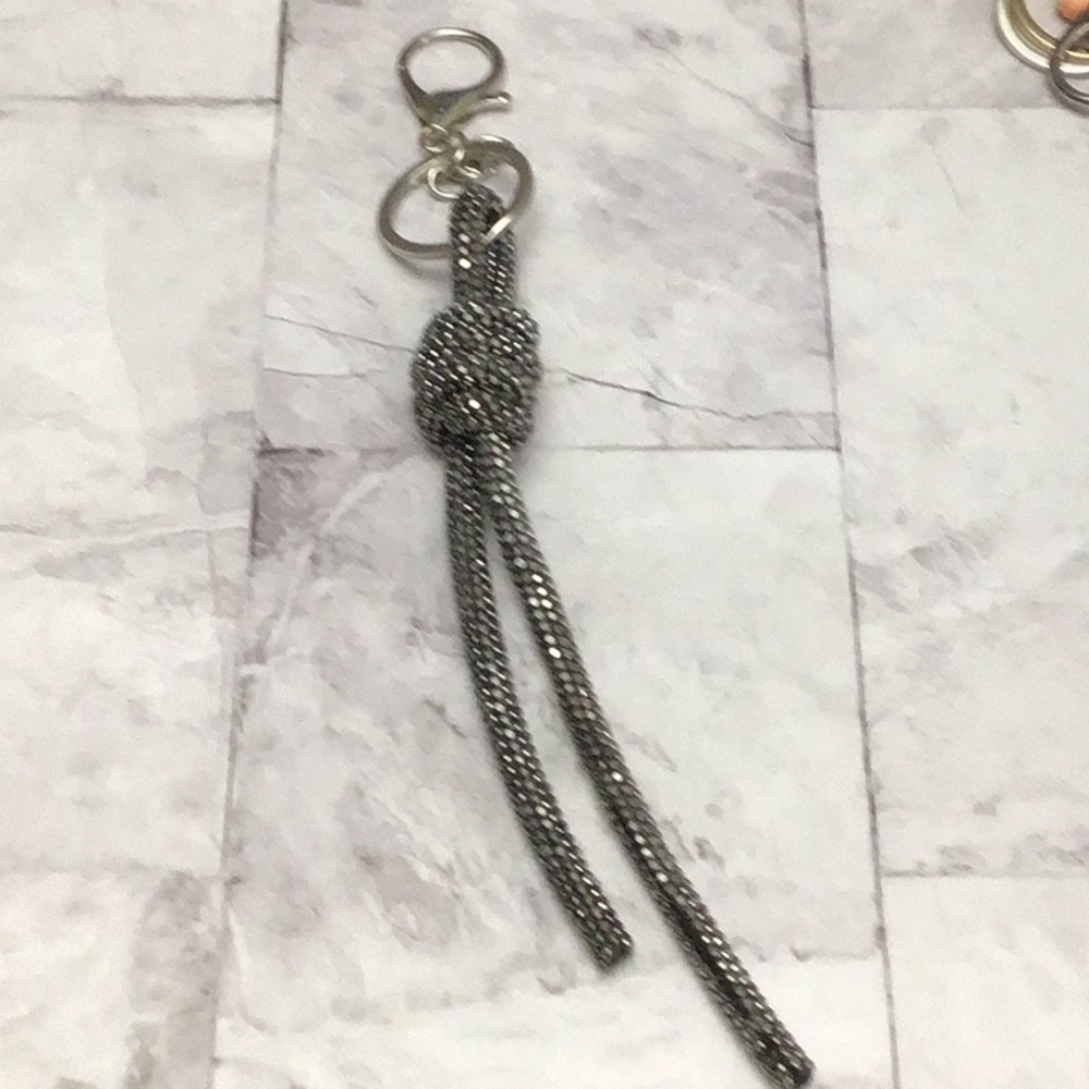 Black Rhinestone Rope Bag Charm